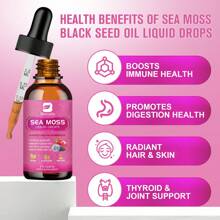B BEWORTHS B BEWRTHS Sea Moss Liquid Drops - Black Seed Oil & Irish Sea Moss Gel With Ashwagandha, Burdock Root, Bladderwrack, Elderberry, 6X Stronger Seamoss Supplement For Immune, Digestion, Hair Health- Vegan