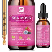 B BEWORTHS B BEWRTHS Sea Moss Liquid Drops - Black Seed Oil & Irish Sea Moss Gel With Ashwagandha, Burdock Root, Bladderwrack, Elderberry, 6X Stronger Seamoss Supplement For Immune, Digestion, Hair Health- Vegan