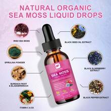 B BEWORTHS B BEWRTHS Sea Moss Liquid Drops - Black Seed Oil & Irish Sea Moss Gel With Ashwagandha, Burdock Root, Bladderwrack, Elderberry, 6X Stronger Seamoss Supplement For Immune, Digestion, Hair Health- Vegan