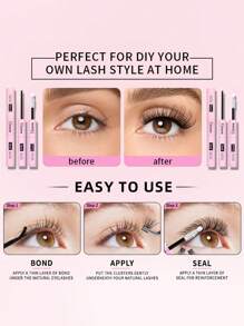 3PCS/2PCS/1pc Bond And Seal, Bond 5ml And Seal 5ml, Lash Glue Strong Hold Lash Cluster Glue 2 In 1 Lash Bond And Seal Long Lasting Cluster Lash Glue All Day Wear 2 In 1 Eyelash Bond And Seal For DIY Lash Extensions Lash Glue, Eyelash Glue