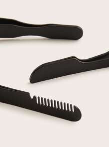 3pcs/set Black Seahorse + Pumpkin + Comb Tweezers For False Eyelashes Extension, Makeup Essential Tool