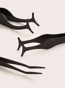 3pcs/set Black Seahorse + Pumpkin + Comb Tweezers For False Eyelashes Extension, Makeup Essential Tool