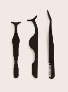 3pcs/set Black Seahorse + Pumpkin + Comb Tweezers For False Eyelashes Extension, Makeup Essential Tool