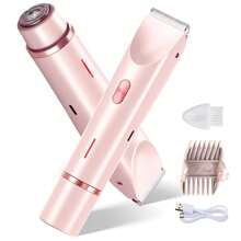2 In 1 Electric Shaver For Women, 2025 New Rechargeable Women's Body Shaver Bikini Trimmer, Electric Razors For Women, Wet And Dry Hair Trimmer For Facial Face Lip Chin Underarm Legs (Pink)