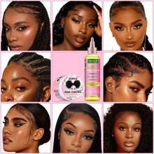 GOIPLE 7pcs Hair Care Set Edge Control Long-Lasting Hold Tames Frizz Rose & Black Castor Oil Nourishes Scalp Strengthens Hair Satin Bonnet Protects Hair Overnight Combs Brushes For Gentle Detangling Bands For Secure Styling For Daily Hair Nourishment & St