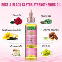 GOIPLE 7pcs Hair Care Set Edge Control Long-Lasting Hold Tames Frizz Rose & Black Castor Oil Nourishes Scalp Strengthens Hair Satin Bonnet Protects Hair Overnight Combs Brushes For Gentle Detangling Bands For Secure Styling For Daily Hair Nourishment & St