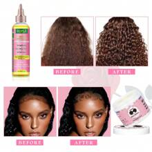 GOIPLE 7pcs Hair Care Set Edge Control Long-Lasting Hold Tames Frizz Rose & Black Castor Oil Nourishes Scalp Strengthens Hair Satin Bonnet Protects Hair Overnight Combs Brushes For Gentle Detangling Bands For Secure Styling For Daily Hair Nourishment & St