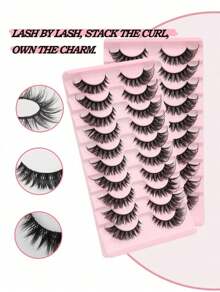 10 Pairs Of Perfect Makeup Faux Mink Eyelashes - Luxurious & Wispy & Fluffy Cat Eye Style, Natural Look Strip Lashes, D Curl, Fragrance-Free, Voluminous Multi-Pair Pack For Dramatic Eye Enhancement
