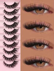10 Pairs Of Perfect Makeup Faux Mink Eyelashes - Luxurious & Wispy & Fluffy Cat Eye Style, Natural Look Strip Lashes, D Curl, Fragrance-Free, Voluminous Multi-Pair Pack For Dramatic Eye Enhancement