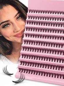200PCS Dramatic C-Curl 8-16MM Mix DIY Lash Extension Kit Set DIY Bottom Lashes Eyelashes Book Big Volume Soft Individual Cluster Lashes Create A Fluffy Natural Wispy Y2k Butterfly Elements Pink Base Card Look At Home Long Lasting DIY Lashes Glue, DIY Glue