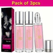 3-Pack Female Pheromone Perfume - Fresh Scent, Alcohol-Free, Long-Lasting 0.34 Oz Rollerball Design, Pink And Gold Design, Ideal Valentine's Day Or Birthday Gift