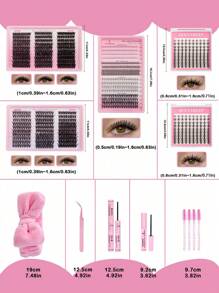 1260pcs, D Curl, Lash Clusters Lash Extension Kit DIY Lash Clusters Eyelash Extension Kit