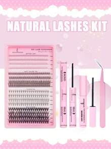 1260pcs, D Curl, Lash Clusters Lash Extension Kit DIY Lash Clusters Eyelash Extension Kit