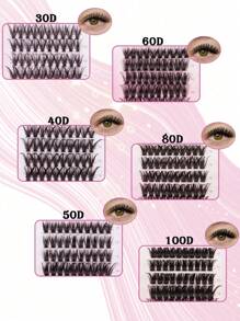 1260pcs, D Curl, Lash Clusters Lash Extension Kit DIY Lash Clusters Eyelash Extension Kit