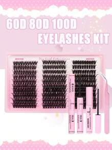 1260pcs, D Curl, Lash Clusters Lash Extension Kit DIY Lash Clusters Eyelash Extension Kit