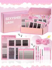 1260pcs, D Curl, Lash Clusters Lash Extension Kit DIY Lash Clusters Eyelash Extension Kit
