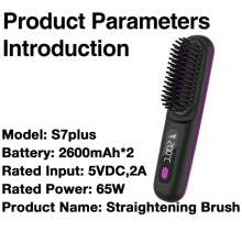 GENAI New Rechargeable Hair Straightening Brush, Hot Comb Hair Straightener For Women, Lightweight And Mini, Easy To Carry, Suitable For Morning Hair Care, Short Trips, Can Be Used For About 30 Minutes After A Full Charge.