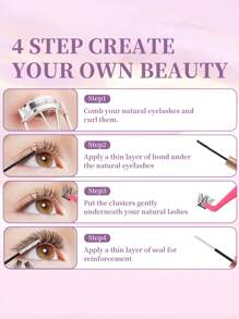 1260pcs, D Curl, Lash Clusters Lash Extension Kit DIY Lash Clusters Eyelash Extension Kit