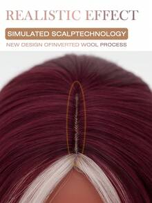 Natural Sexy Long Wave Medium Burgundy Highlight Blonde Wig Women Daily Use Party Wig Synthetic Loose Medium Fuchsia Wig Halloween Christmas Cosplay Use Romantic Casual Street Heat Resistant Wig 34 Inch