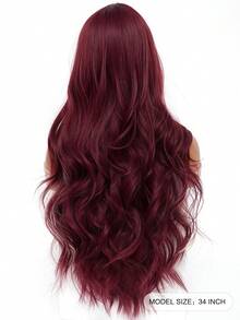Natural Sexy Long Wave Medium Burgundy Highlight Blonde Wig Women Daily Use Party Wig Synthetic Loose Medium Fuchsia Wig Halloween Christmas Cosplay Use Romantic Casual Street Heat Resistant Wig 34 Inch