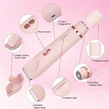 2 In 1 Electric Shaver For Women, 2025 New Rechargeable Women's Body Shaver Bikini Trimmer, Electric Razors For Women, Wet And Dry Hair Trimmer For Facial Face Lip Chin Underarm Legs (Pink)