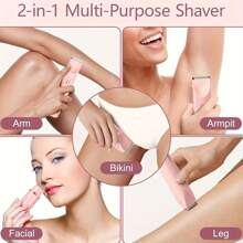 2 In 1 Electric Shaver For Women, 2025 New Rechargeable Women's Body Shaver Bikini Trimmer, Electric Razors For Women, Wet And Dry Hair Trimmer For Facial Face Lip Chin Underarm Legs (Pink)