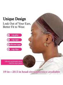 1pc Transparent 4x5 Headband, Used To Fix The Position Of Wig, Adopts Comfortable, Non-Adhesive GripFleece Technology, Adjustable Anti-Slip Lace Wig Cap With Ear Cuts, Suitable For Women Silicone Wig Cap
