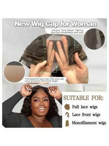 1pc Transparent 4x5 Headband, Used To Fix The Position Of Wig, Adopts Comfortable, Non-Adhesive GripFleece Technology, Adjustable Anti-Slip Lace Wig Cap With Ear Cuts, Suitable For Women Silicone Wig Cap