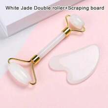 1pc Face Beauty Massage Tool Set, Including Roller, Massage Board, Body Back Scraping Gua Board, Pink And White Options