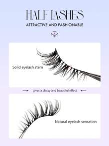 Asiteo 7 Pairs Half-Eye False Eyelashes Cat Eye Natural Slender Crossed Fluffy Curling Corner Lashes For Daily Wear And Commuting