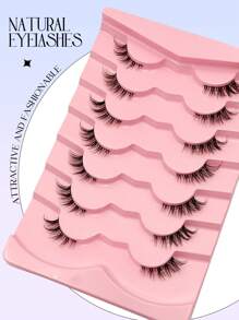 Asiteo 7 Pairs Half-Eye False Eyelashes Cat Eye Natural Slender Crossed Fluffy Curling Corner Lashes For Daily Wear And Commuting