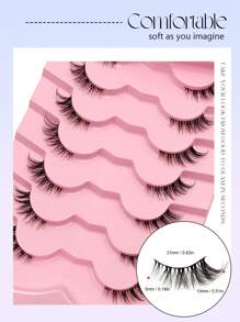 Asiteo 7 Pairs Half-Eye False Eyelashes Cat Eye Natural Slender Crossed Fluffy Curling Corner Lashes For Daily Wear And Commuting
