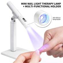 Mini U V LED Nail Lamp Handheld With Stand,360° Rotating Handheld USB Nail Lamp Set With Dual-Function Nail Straight Light,Portable UV LED Nail Dryer For Home And Nail Salon Use (White)