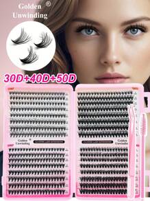 Golden Unwinding 640PCS 30D40D50DDramatic C-Curl 8-16MM Mix DIY Lash Extension Kit Set DIY Bottom Lashes Eyelashes Book Big Volume Soft Individual Cluster Lashes Create A Fluffy Natural Wispy Y2k Butterfly Elements Pink Base Card Look At Home Long Lasting