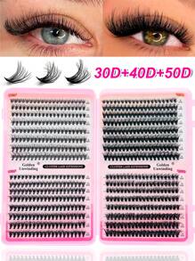 Golden Unwinding 640PCS 30D40D50DDramatic C-Curl 8-16MM Mix DIY Lash Extension Kit Set DIY Bottom Lashes Eyelashes Book Big Volume Soft Individual Cluster Lashes Create A Fluffy Natural Wispy Y2k Butterfly Elements Pink Base Card Look At Home Long Lasting