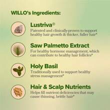 WILLO Hair Growth Support For Women -SupportsThicker, Fuller Hair & Healthy Hair Growth - 30Servings (Pack Of 1)