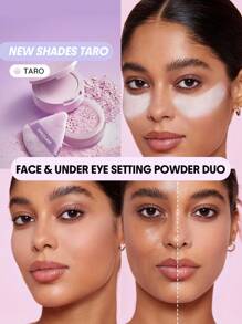 SHEGLAM Insta-Ready Face & Under Eye Setting Powder Duo-Taro Oil-Control Poreless Flawless Full Coverage Lightweight Pressed Powder Loose Setting Powder Purple Brightening Smoother-Looking Setting Powder Face Makeup Brand Beauty Makeup Face Paint Cosmetic