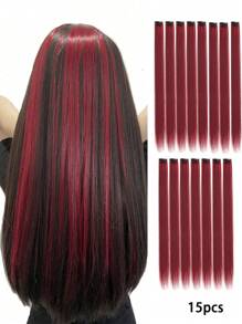5 Pieces Of Straight Hair Clip Style Color Extensions, Synthetic 20 Inch Women's Extended Hair, Suitable For Daily Party Wearing Wigs, Role-Playing, Halloween, Christmas Wear