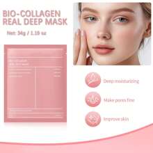 8 Pcs Collagen Deep Facial Mask, Including Moisturizing Facial Mask, Collagen, Hyaluronic Acid, Alcohol-Free, Suitable For All Light Beige Types, Unisex-Adult, Light Beige Care, Local Warehouse