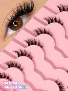 Asiteo 7 Pairs Half-Eye False Eyelashes Cat Eye Natural Slender Crossed Fluffy Curling Corner Lashes For Daily Wear And Commuting