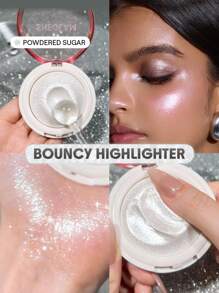 SHEGLAM Glowchi Bouncy Highlighter-Powdered Sugar Brand Beauty Makeup Face Paint Cosmetic For Women Girls Perfect For Fall Winter Ideal For Y2K Fancy Fashion Suitable For Birthday Christmas Present Party Ready Best Color
