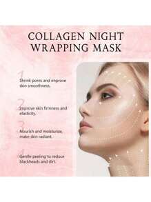 Collagen Overnight Wrapping Peel Off Facial Mask Pack - Elasticity & Hydration Care, Reduces Sagging & Dullness - Hydrolyzed Collagen For Glowing Skin - Korean Skin Care, Face Masks Skincare
