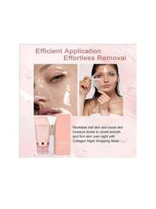 Collagen Overnight Wrapping Peel Off Facial Mask Pack - Elasticity & Hydration Care, Reduces Sagging & Dullness - Hydrolyzed Collagen For Glowing Skin - Korean Skin Care, Face Masks Skincare