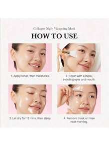 Collagen Overnight Wrapping Peel Off Facial Mask Pack - Elasticity & Hydration Care, Reduces Sagging & Dullness - Hydrolyzed Collagen For Glowing Skin - Korean Skin Care, Face Masks Skincare