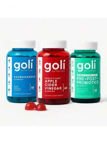 3 Bottles Of Goli Bundle: Ashwagandha KSM-66 & Vitamin D2, Apple Cider Vinegar & Vitamin B12, Pre, Post, Probiotics Gummy - 3-In-1 Gluten-Free, Vegan, Non-GMO, Made In USA
