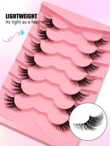 Asiteo Asiteo 7 Pairs Half Lashes With Clear Band Cat Eye Tail Elongated Eyelashes Natural Look Wispy Faux Mink Lashes Fluffy Soft False Eyelashes Natural Makeup Strip Lashes,Lashes,Eyelashes,Fake Lashes