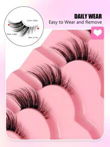 Asiteo Asiteo 7 Pairs Half Lashes With Clear Band Cat Eye Tail Elongated Eyelashes Natural Look Wispy Faux Mink Lashes Fluffy Soft False Eyelashes Natural Makeup Strip Lashes,Lashes,Eyelashes,Fake Lashes