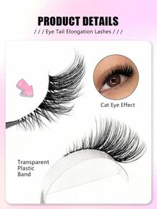 Asiteo Asiteo 7 Pairs Half Lashes With Clear Band Cat Eye Tail Elongated Eyelashes Natural Look Wispy Faux Mink Lashes Fluffy Soft False Eyelashes Natural Makeup Strip Lashes,Lashes,Eyelashes,Fake Lashes