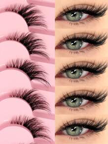 Asiteo Asiteo 7 Pairs Half Lashes With Clear Band Cat Eye Tail Elongated Eyelashes Natural Look Wispy Faux Mink Lashes Fluffy Soft False Eyelashes Natural Makeup Strip Lashes,Lashes,Eyelashes,Fake Lashes