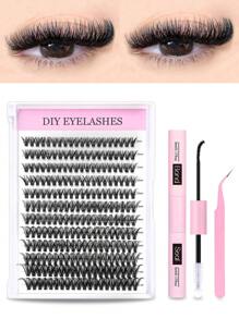 Lash Extension Kit 40D Lash 200pcs Clusters Kit Lash Bond And Seal Waterproof Individual Lashes Kit DIY Lash Extension Kit Lash Tweezers Eyelash Extension Kit (Set 40D-0.07D-9-16Mix) Lash Clusters Kit,Lashes,Eyelashes,Fake Lashes